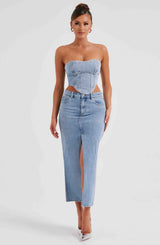 Flor Maxi Skirt - Blue