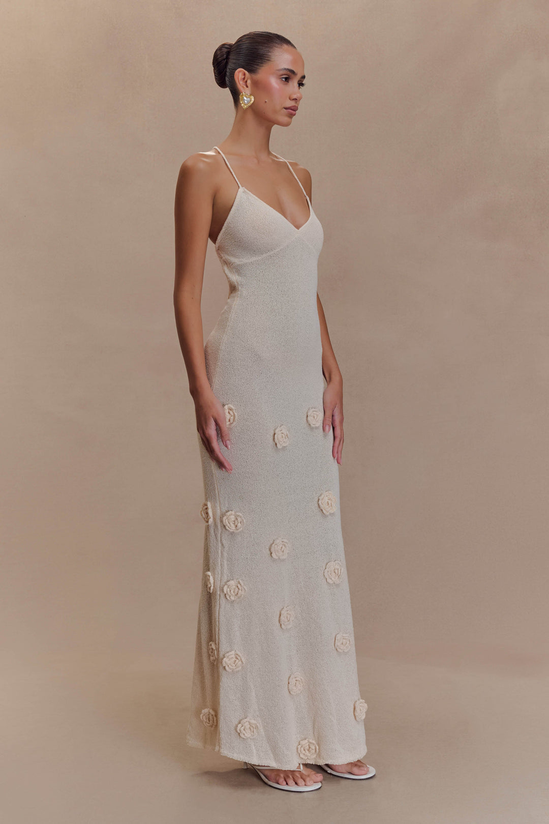 Maxi Dress Flowers - Nude