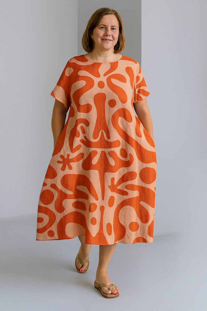 Zinnia - Vintage-Inspired Tummy Covering Midi Dress
