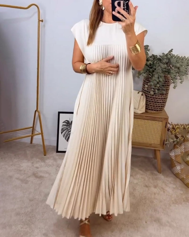 Claire - Elegant Pleated Spliced Maxi Dress