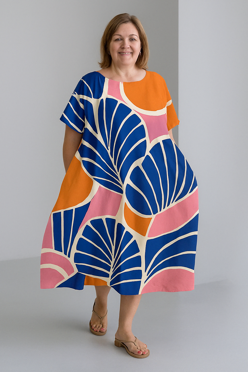 Zinnia - Vintage-Inspired Tummy Covering Midi Dress