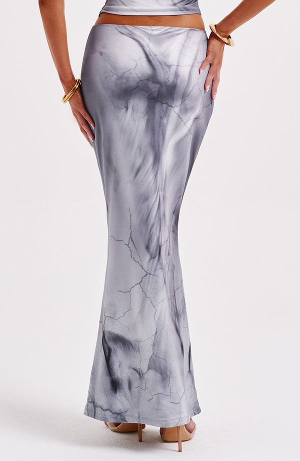 Charmayne Maxi Skirt - Grey Body Print