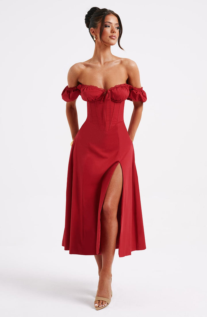 Courtney Midi Dress - Red Dress XS Babyboo Fashion Premium Exclusive Design