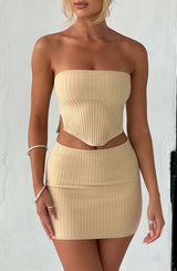 Jaz Mini Skirt - Beige Skirt XS Babyboo Fashion Premium Exclusive Design