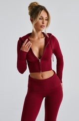 Portia Knit Hoodie - Red Tops Babyboo Fashion Premium Exclusive Design