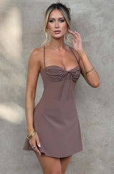 Renee Mini Dress - Chocolate Dress XS Babyboo Fashion Premium Exclusive Design