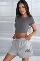 Studio Cap Sleeve Crop - Charcoal Tops XS Babyboo Fashion Premium Exclusive Design