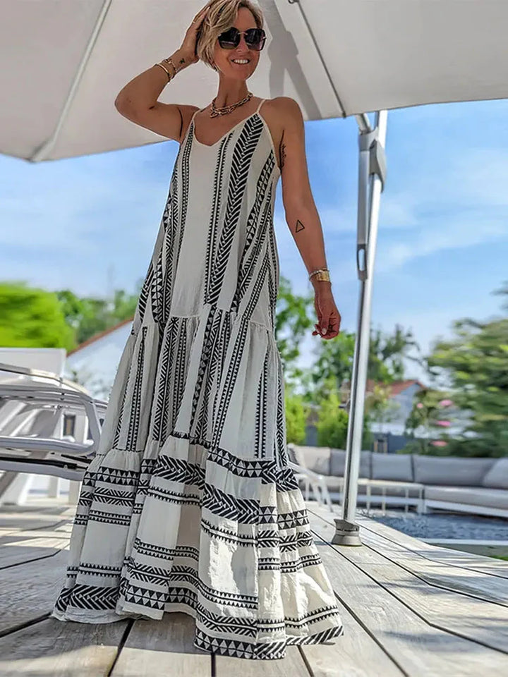 Grecian Neck Tie Belt Dress